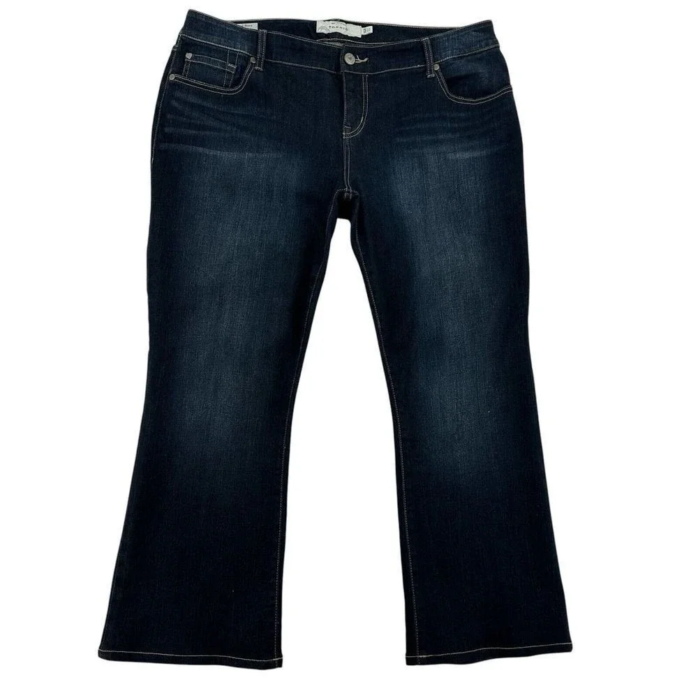 Torrid Size 16R Relaxed Boot Jeans Dark Wash Blue Denim Mid Rise Plus Whiskered